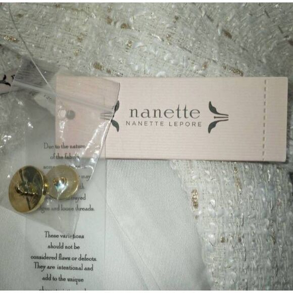 NANETTE LEPORE CLAPTON BOUCLE JACKET CREAM & GOLD TWEED SZ.S NWT - Picture 10 of 12